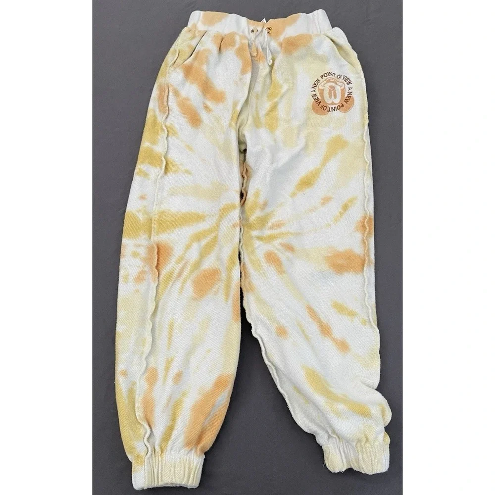 Disney Tie Dye Sweat Set Girls‎ Size 9/10 Yellow White New Point Of View Mickey